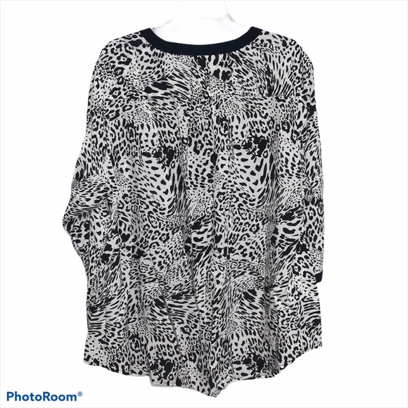 Nue Options 1X 3/4 sleeve animal print blouse - Picture 7 of 7